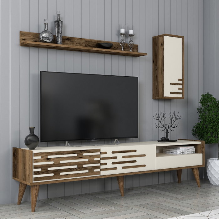 Hanah Home Valensiya Mueble de TV Nogal y Crema